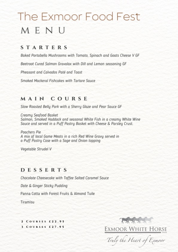 The Exmoor White Horse Inn is open for bookings Exmoor Food Fest